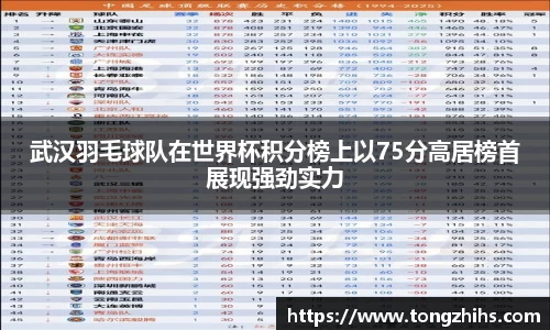 武汉羽毛球队在世界杯积分榜上以75分高居榜首展现强劲实力